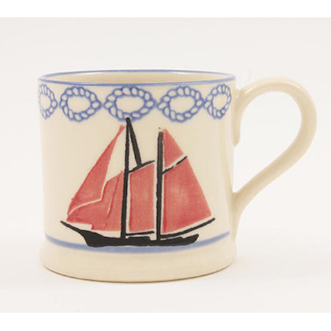 BRIXTON POTTERY NEW HANDMADE 250ml POTTERY MUG - Sailing Boat