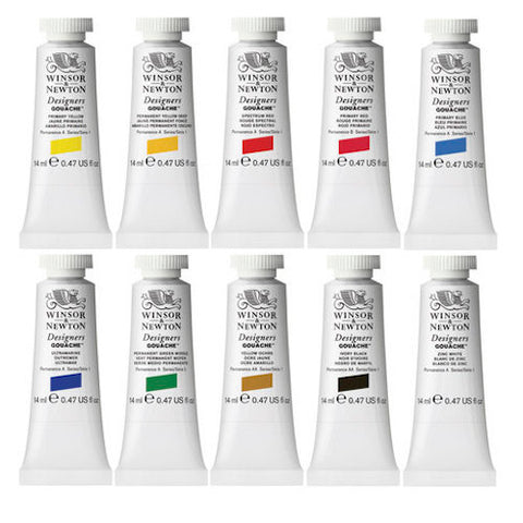 WINSOR & NEWTON DESIGNER GOUACHE INTRODUCTORY SET 10 x 14ml Tubes