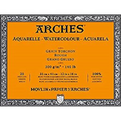 ARCHES AQUARELLE WATERCOLOUR BLOCK  300gsm/140lb -31 x 41cm - Rough