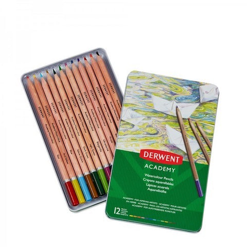 DERWENT  ACADEMY WATERCOLOUR PENCILS  SET OF 12