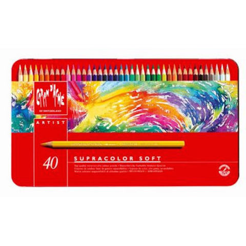 CARAN d'ACHE SUPRACOLOR SOFT COLOURED PENCILS - Tin of 40