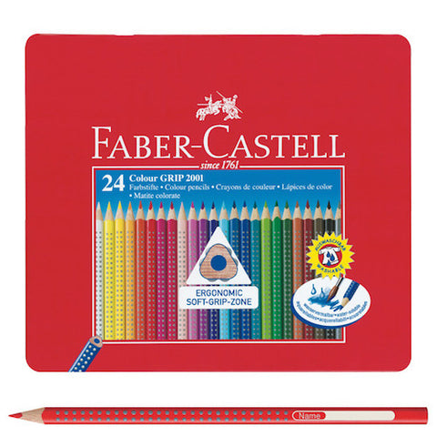 FABER CASTELL GRIP 2001 COLOURED PENCIL TIN - 24 Colours