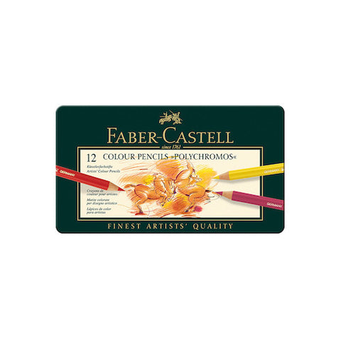 FABER CASTELL Polychromos Colour Pencils - Tin Of 12