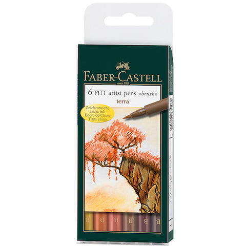 FABER CASTELL Pitt Artist Brush Pen Set of 6 - Terra